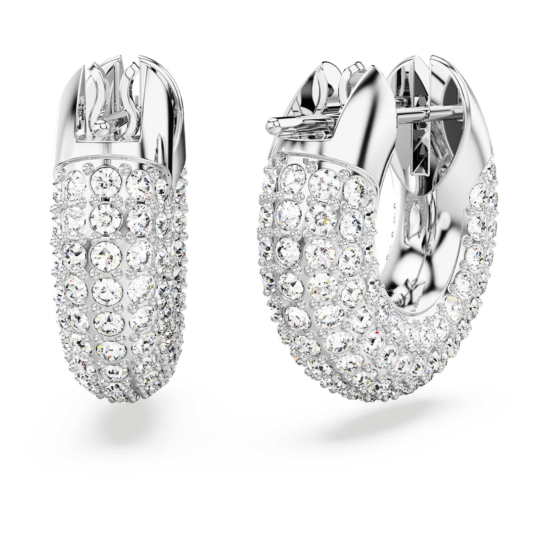 Niche Jewellery Swarovski Dextera Round Hoop Earrings Small - White with Rhodium Plating detail