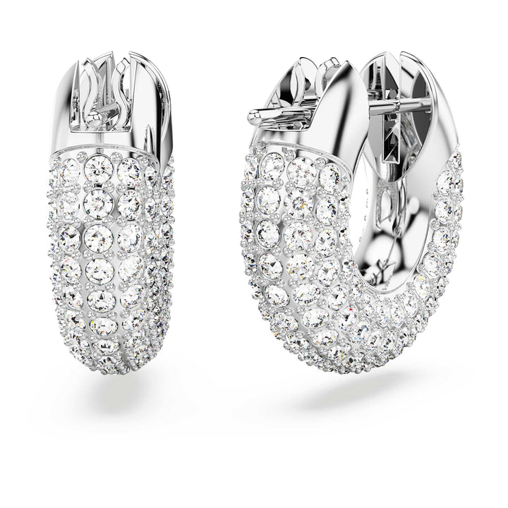 Niche Jewellery Swarovski Dextera Round Hoop Earrings Small - White with Rhodium Plating detail