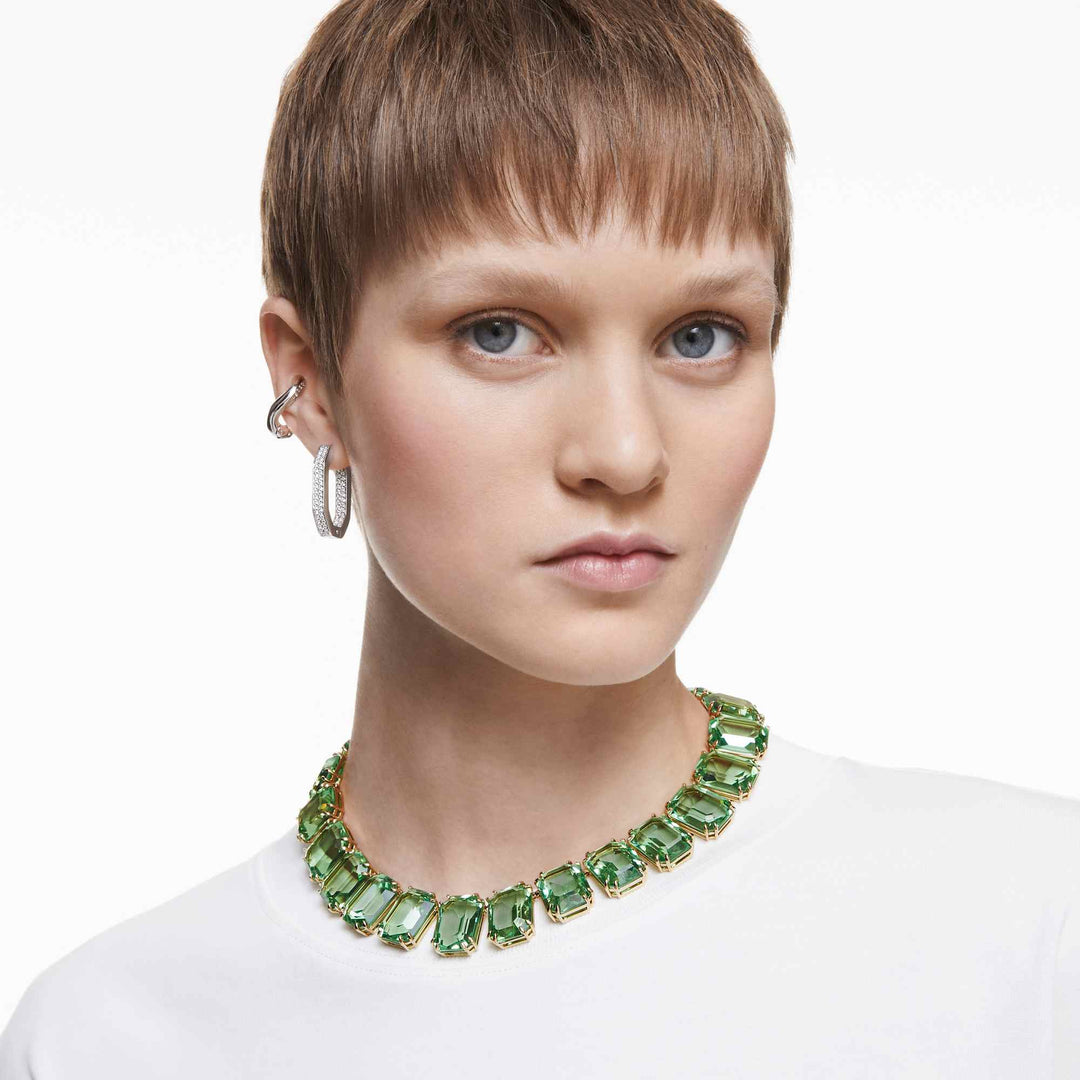 Niche Jewellery Swarovski Dextera Hoop Earrings Medium - White with Rhodium Plating detail