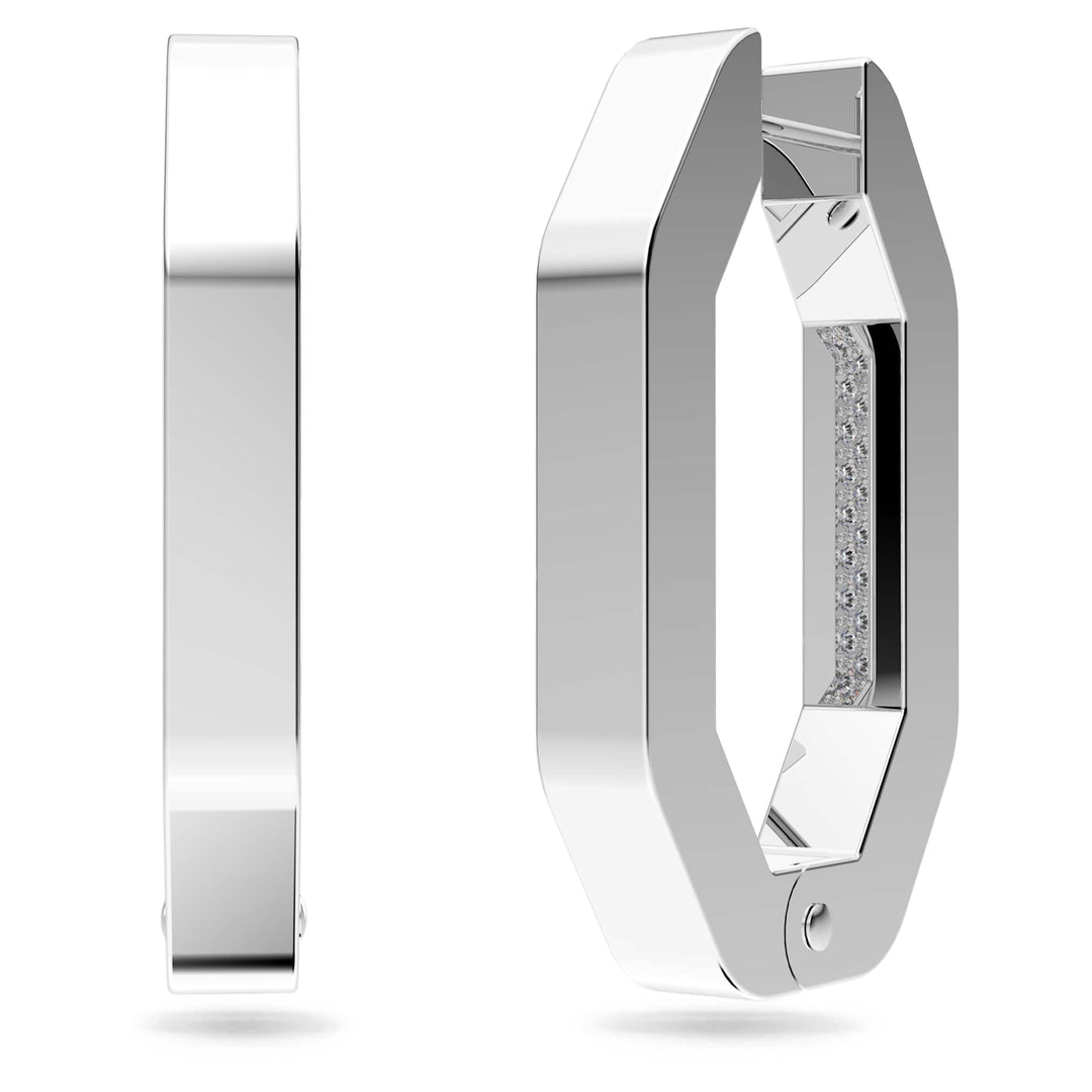 Niche Jewellery Swarovski Dextera Hoop Earrings Medium - White with Rhodium Plating detail