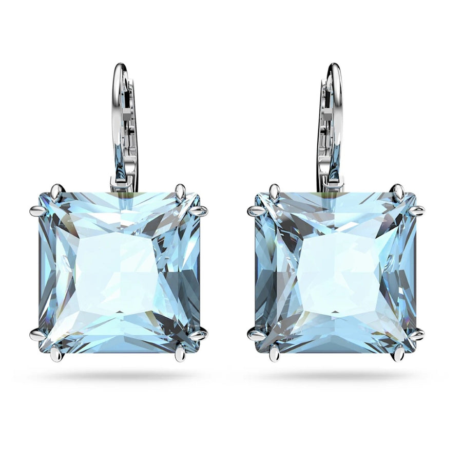 Swarovski Millenia Square Cut Earrings - Blue with Rhodium Plating 5619472