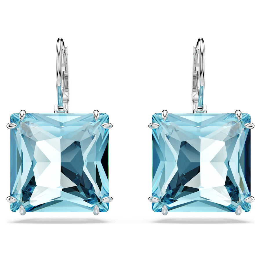 Niche Jewellery Swarovski Millenia Square Cut Earrings - Blue with Rhodium Plating