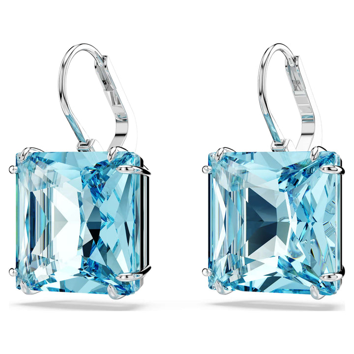 Niche Jewellery Swarovski Millenia Square Cut Earrings - Blue with Rhodium Plating detail