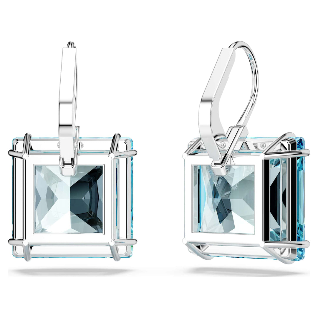 Niche Jewellery Swarovski Millenia Square Cut Earrings - Blue with Rhodium Plating detail