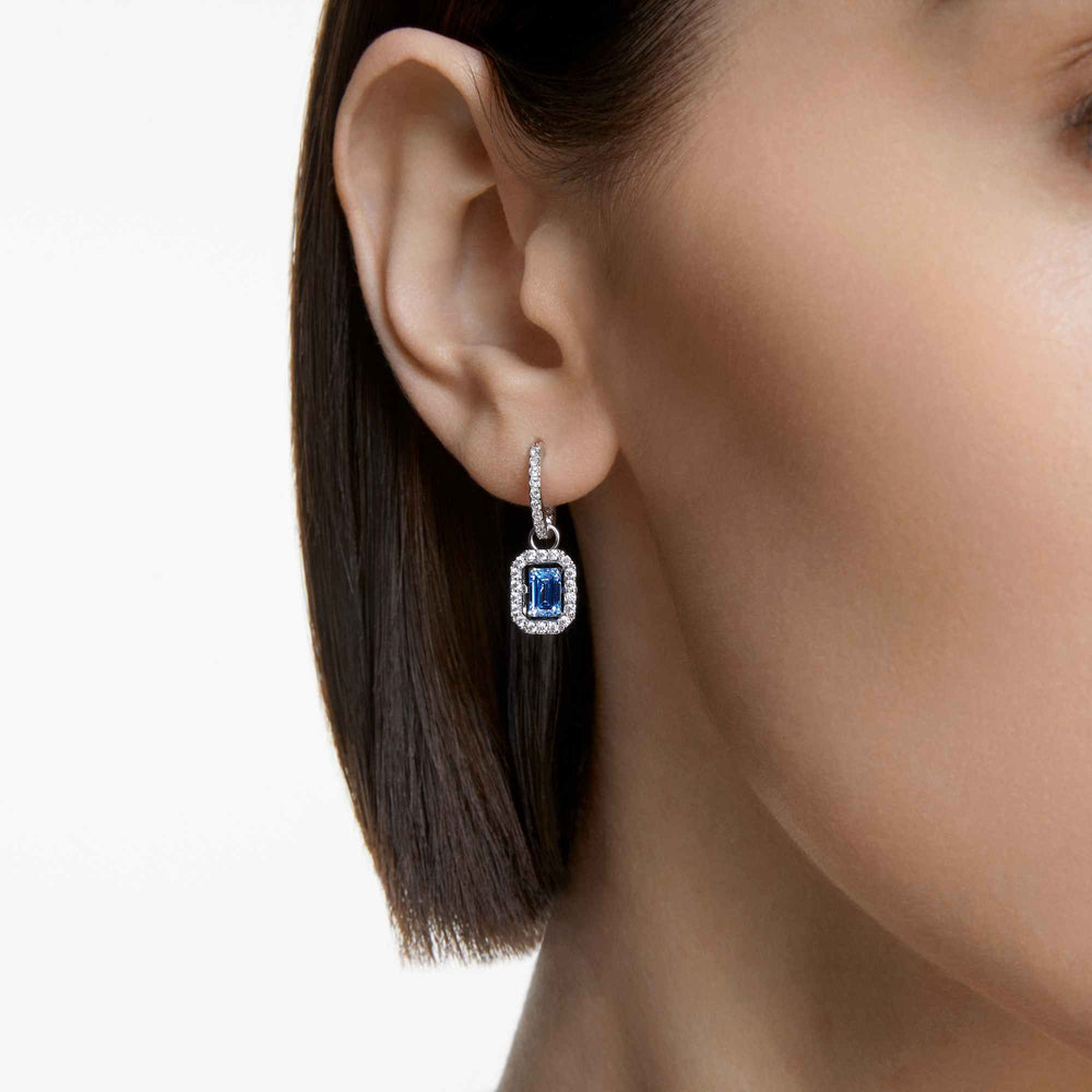 Niche Jewellery Swarovski Millenia Pierced Earrings - Blue with Rhodium Plating detail