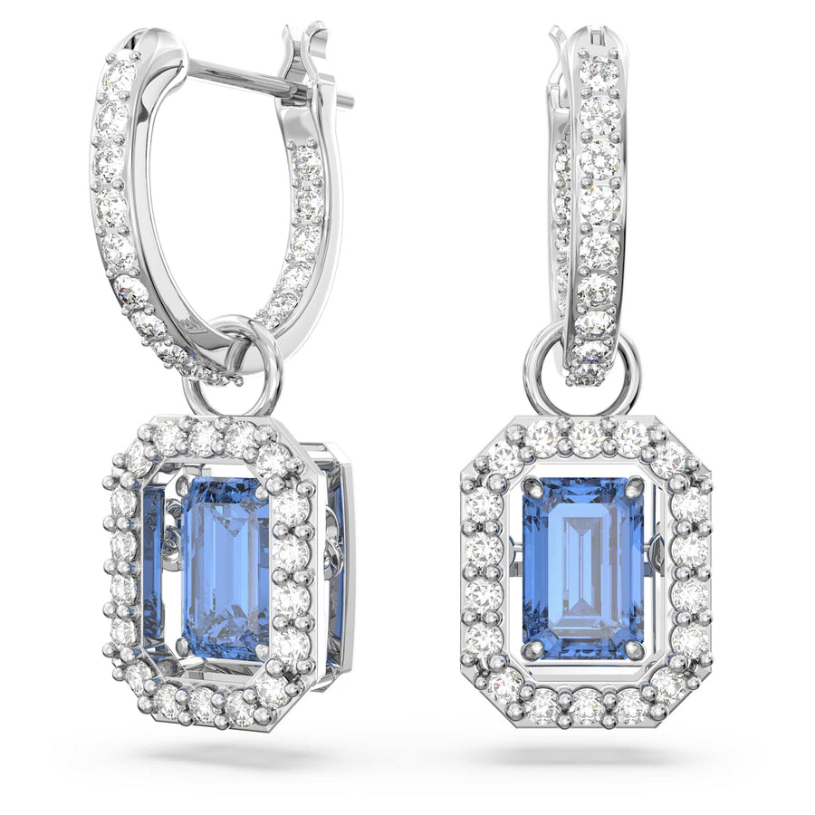 Niche Jewellery Swarovski Millenia Pierced Earrings - Blue with Rhodium Plating