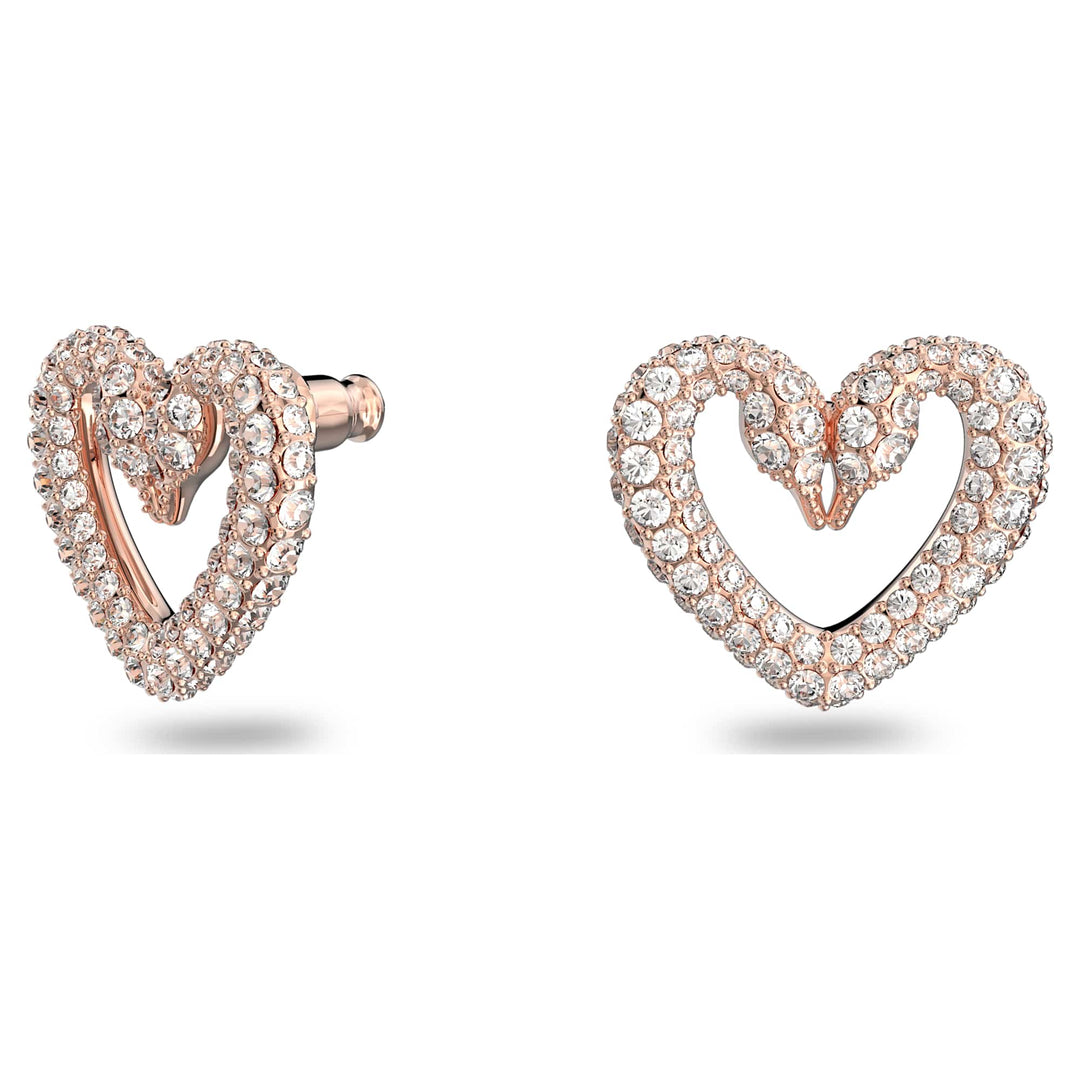 Niche Jewellery Swarovski Una Small Heart Earrings - Rose Gold Plating detail