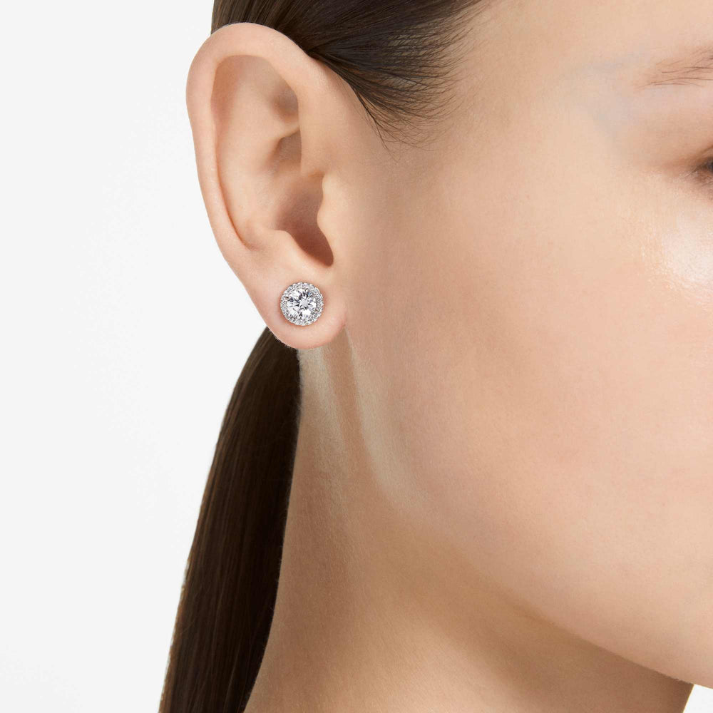Niche Jewellery Swarovski Constella Halo Stud Earrings - White with Rhodium Plating detail
