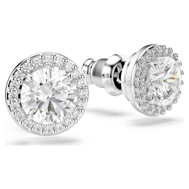 Niche Jewellery Swarovski Constella Halo Stud Earrings - White with Rhodium Plating detail