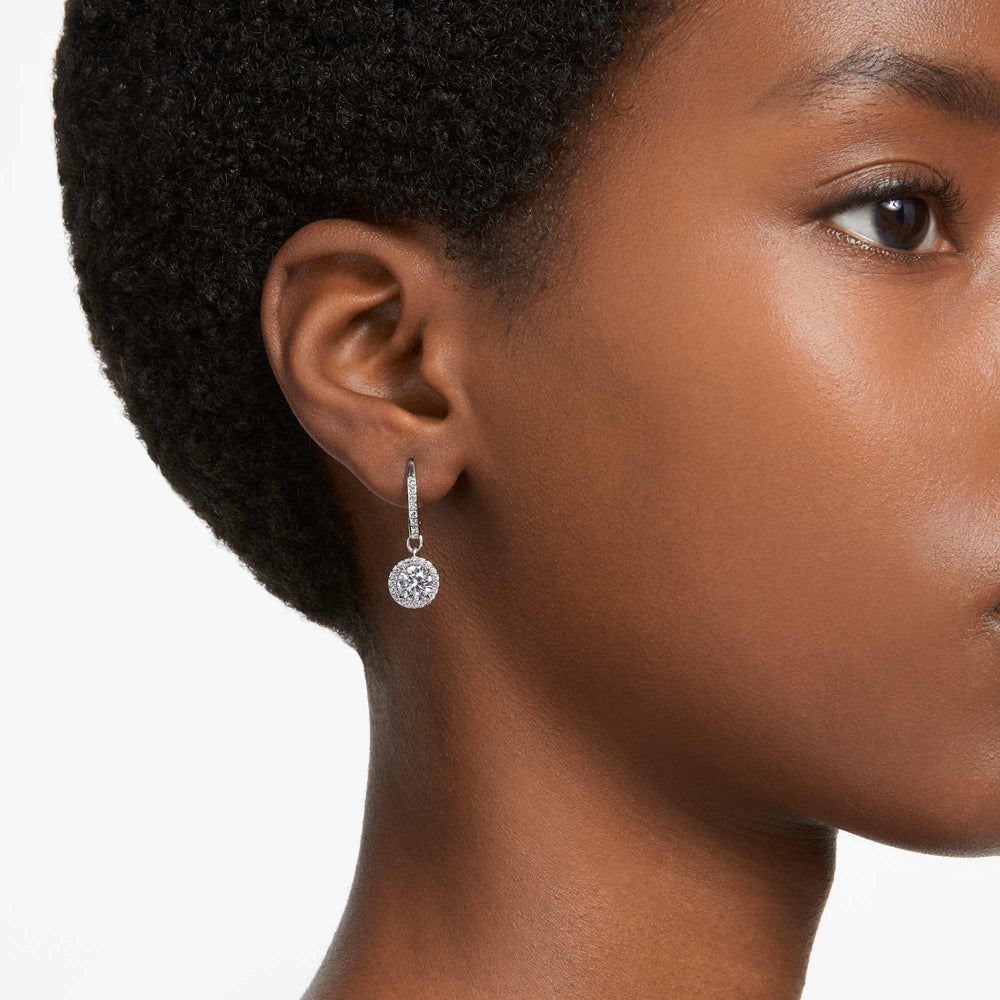 Niche Jewellery Swarovski Constella Halo Drop Earrings - White with Rhodium Plating detail