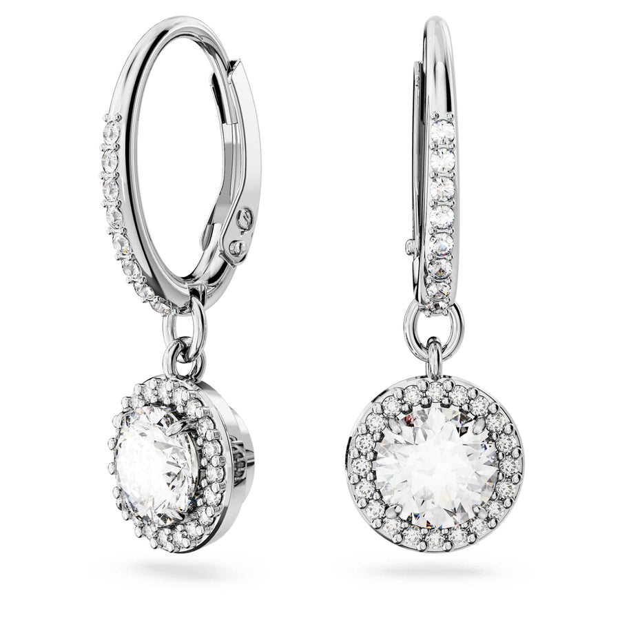 Niche Jewellery Swarovski Constella Halo Drop Earrings - White with Rhodium Plating