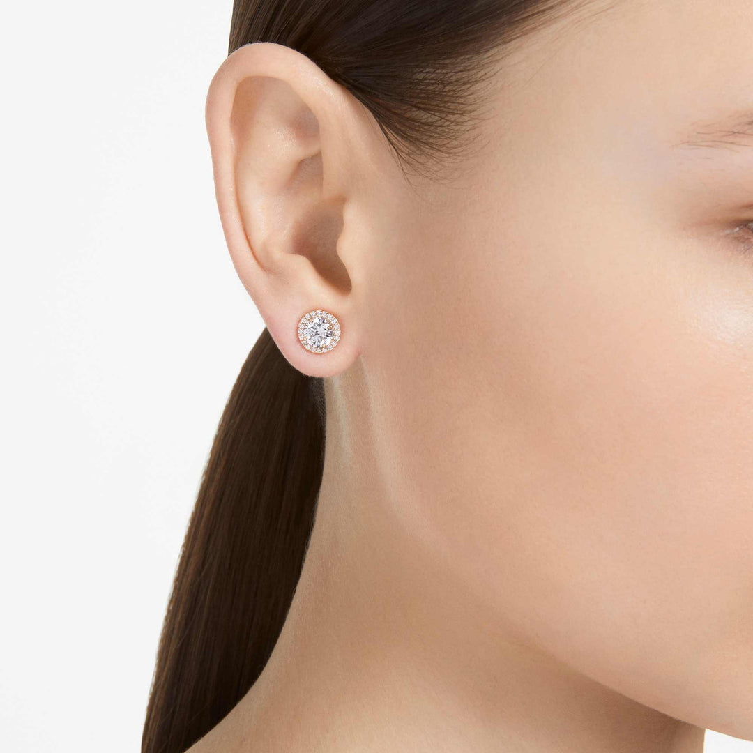 Niche Jewellery Swarovski Constella Halo Stud Earrings - White with Rose Gold Plating detail
