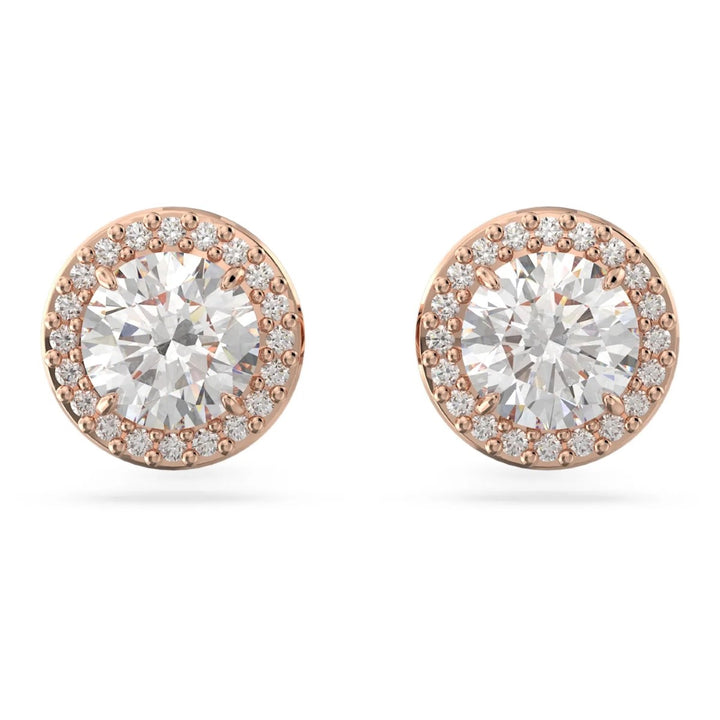 Swarovski Constella Halo Stud Earrings - White with Rose Gold Plating