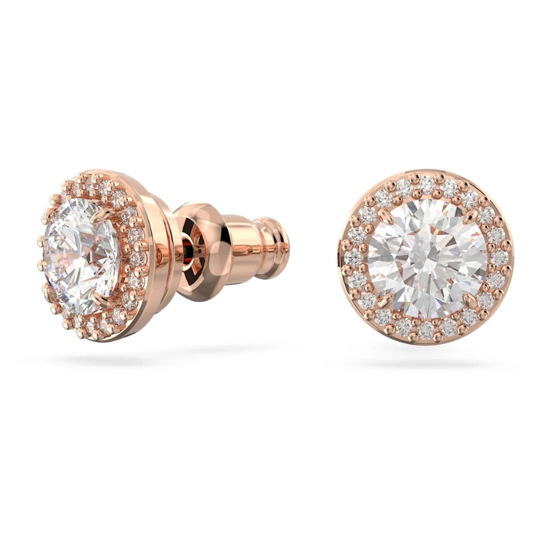 Swarovski Constella Halo Stud Earrings - White with Rose Gold Plating