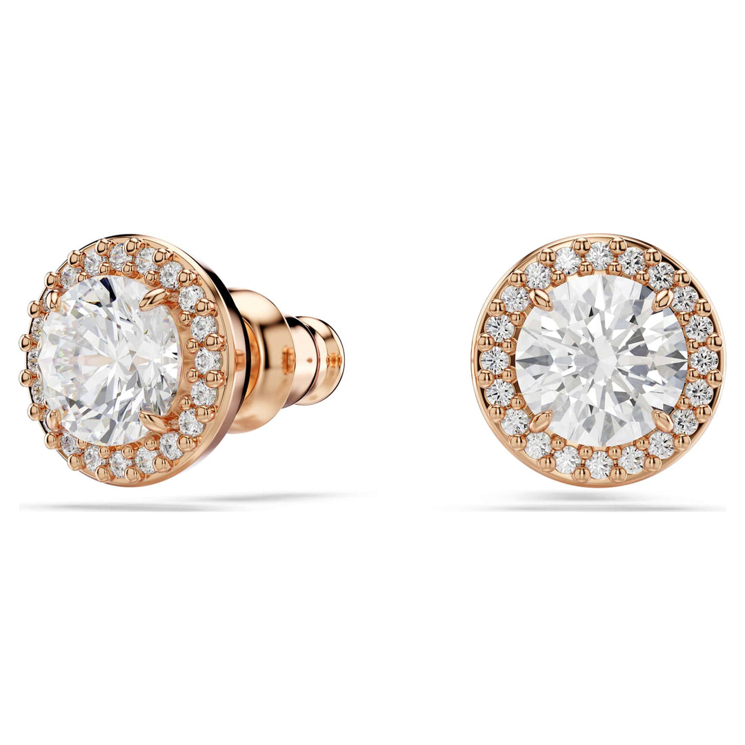 Niche Jewellery Swarovski Constella Halo Stud Earrings - White with Rose Gold Plating detail