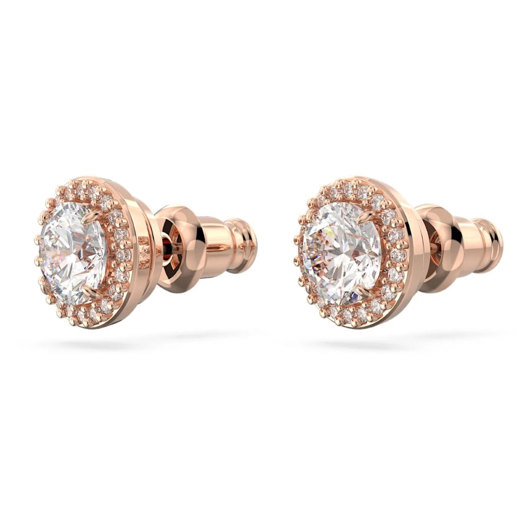 Swarovski Constella Halo Stud Earrings - White with Rose Gold Plating