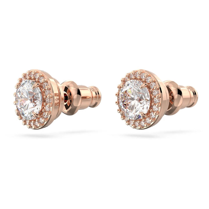 Swarovski Constella Halo Stud Earrings - White with Rose Gold Plating