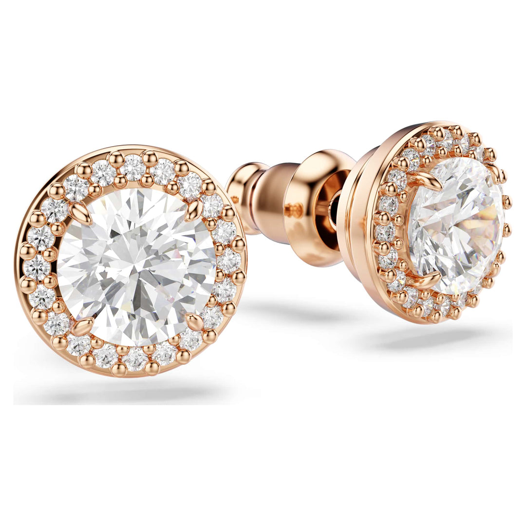 Niche Jewellery Swarovski Constella Halo Stud Earrings - White with Rose Gold Plating detail