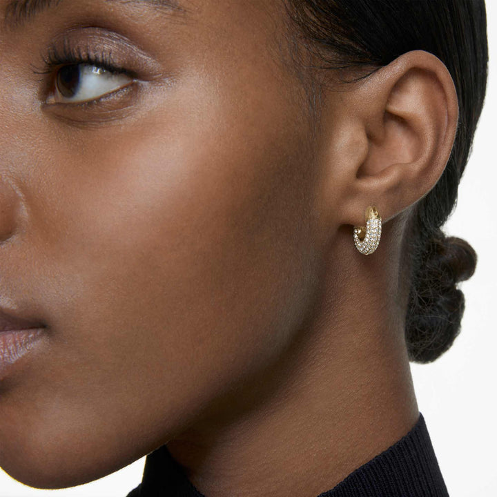 Niche Jewellery Swarovski Dextera Round Hoop Earrings Small - White with Gold Plating detail