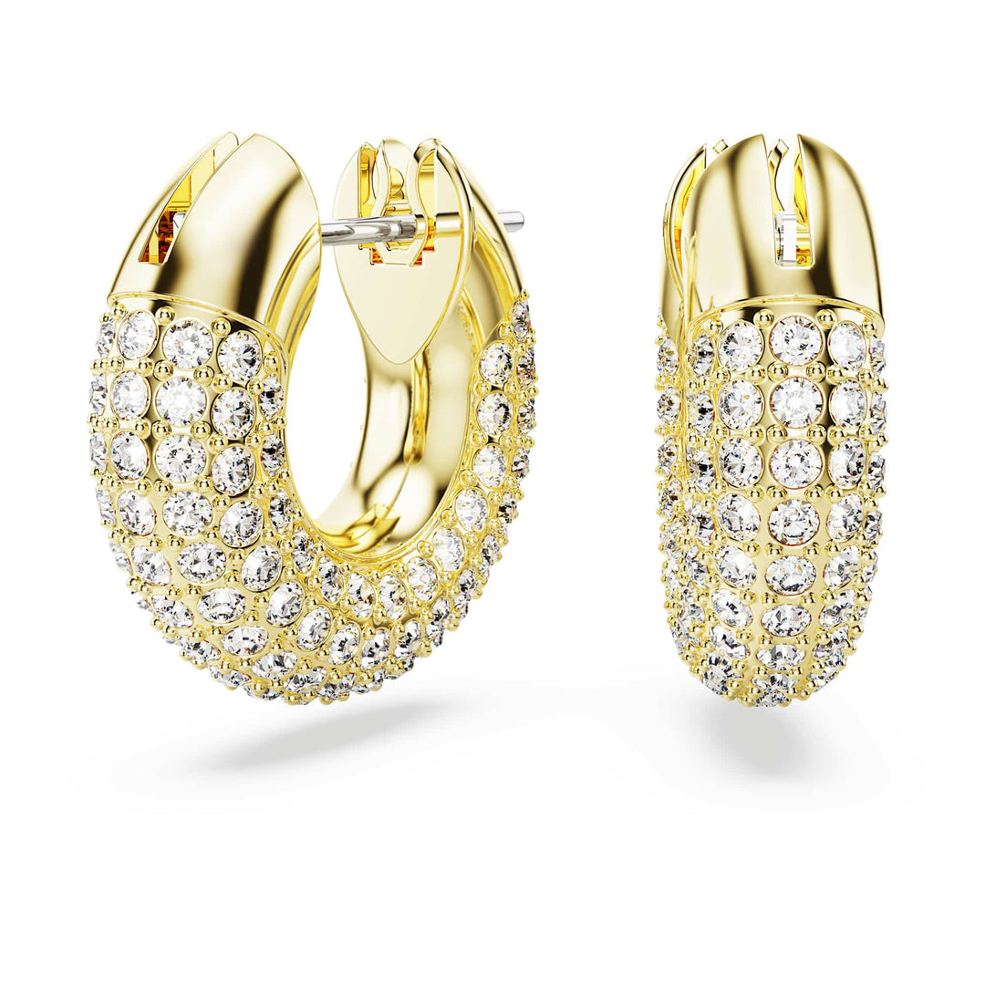 Niche Jewellery Swarovski Dextera Round Hoop Earrings Small - White with Gold Plating