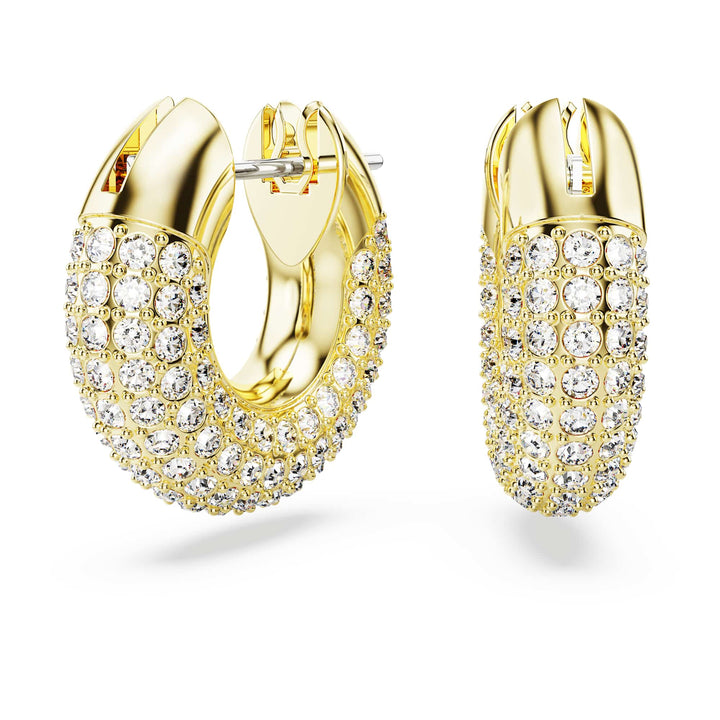 Niche Jewellery Swarovski Dextera Round Hoop Earrings Small - White with Gold Plating