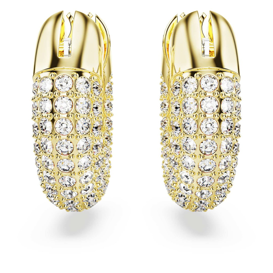 Niche Jewellery Swarovski Dextera Round Hoop Earrings Small - White with Gold Plating detail