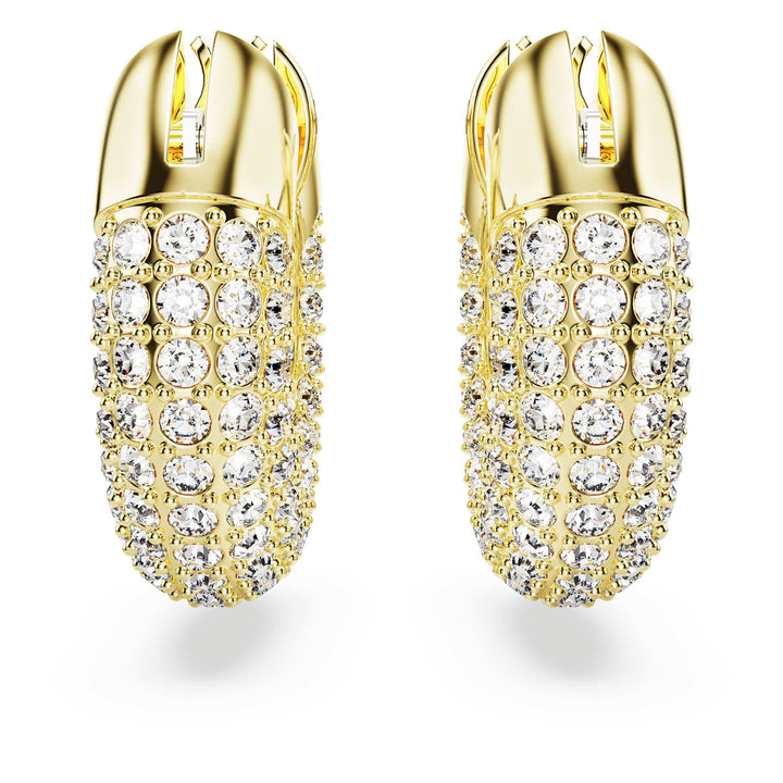 Niche Jewellery Swarovski Dextera Round Hoop Earrings Small - White with Gold Plating detail
