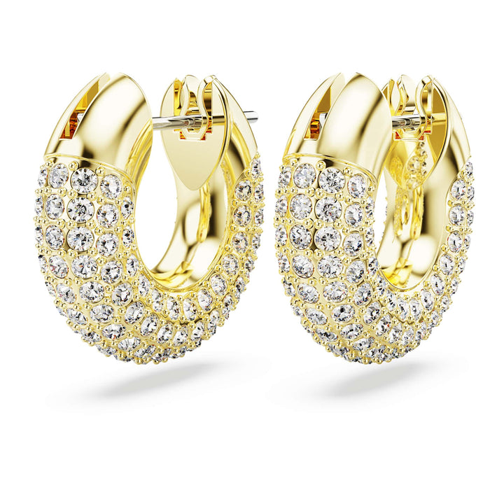 Niche Jewellery Swarovski Dextera Round Hoop Earrings Small - White with Gold Plating detail