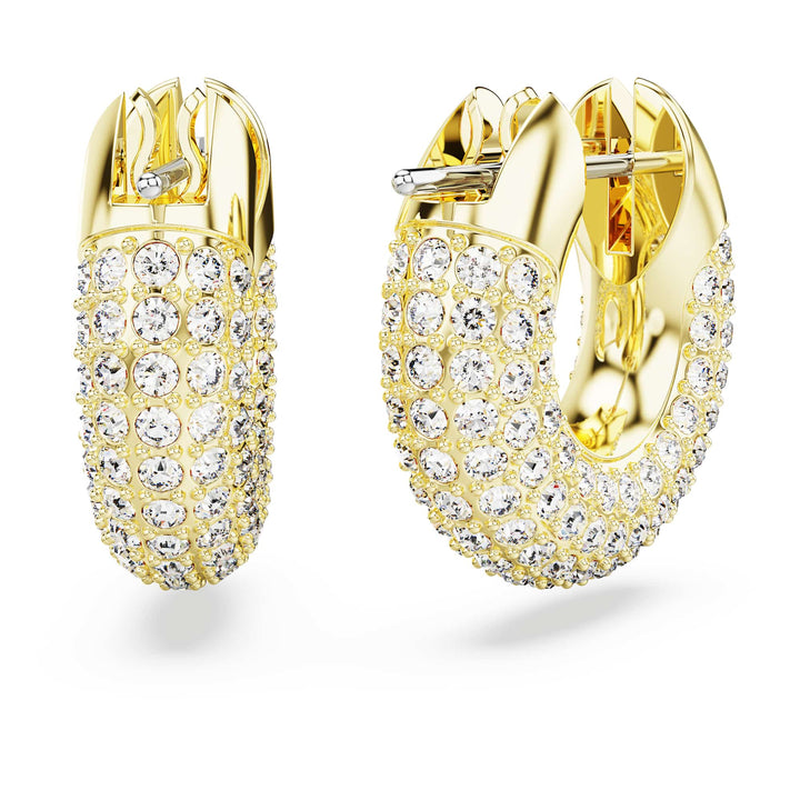 Niche Jewellery Swarovski Dextera Round Hoop Earrings Small - White with Gold Plating detail