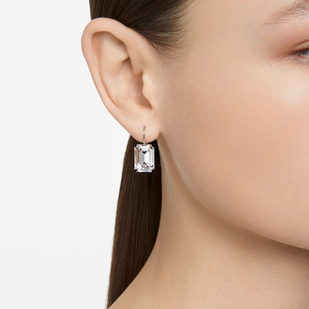 Swarovski Millenia Octagon Earrings - White with Rhodium Plating 5636569