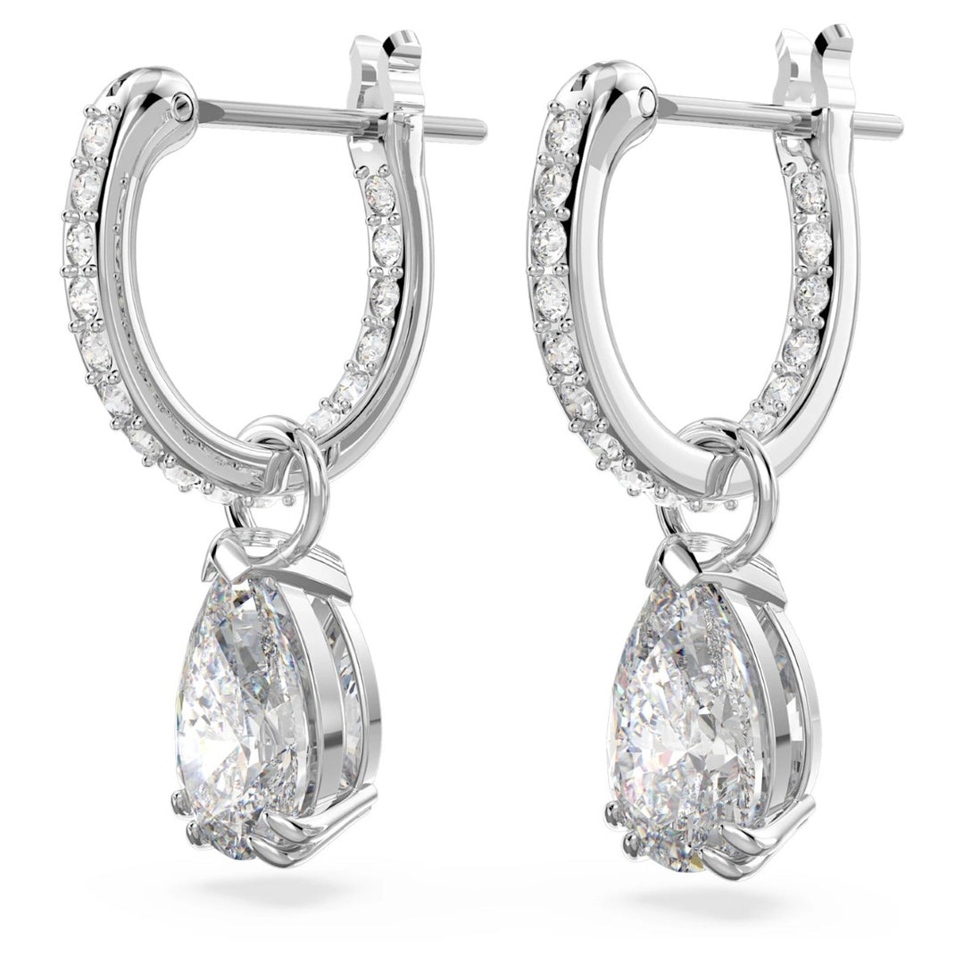 Swarovski Millenia Hoop Earrings Pear Cut - White with Rhodium Plating 5636716