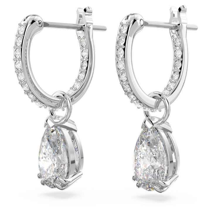 Swarovski Millenia Hoop Earrings Pear Cut - White with Rhodium Plating 5636716