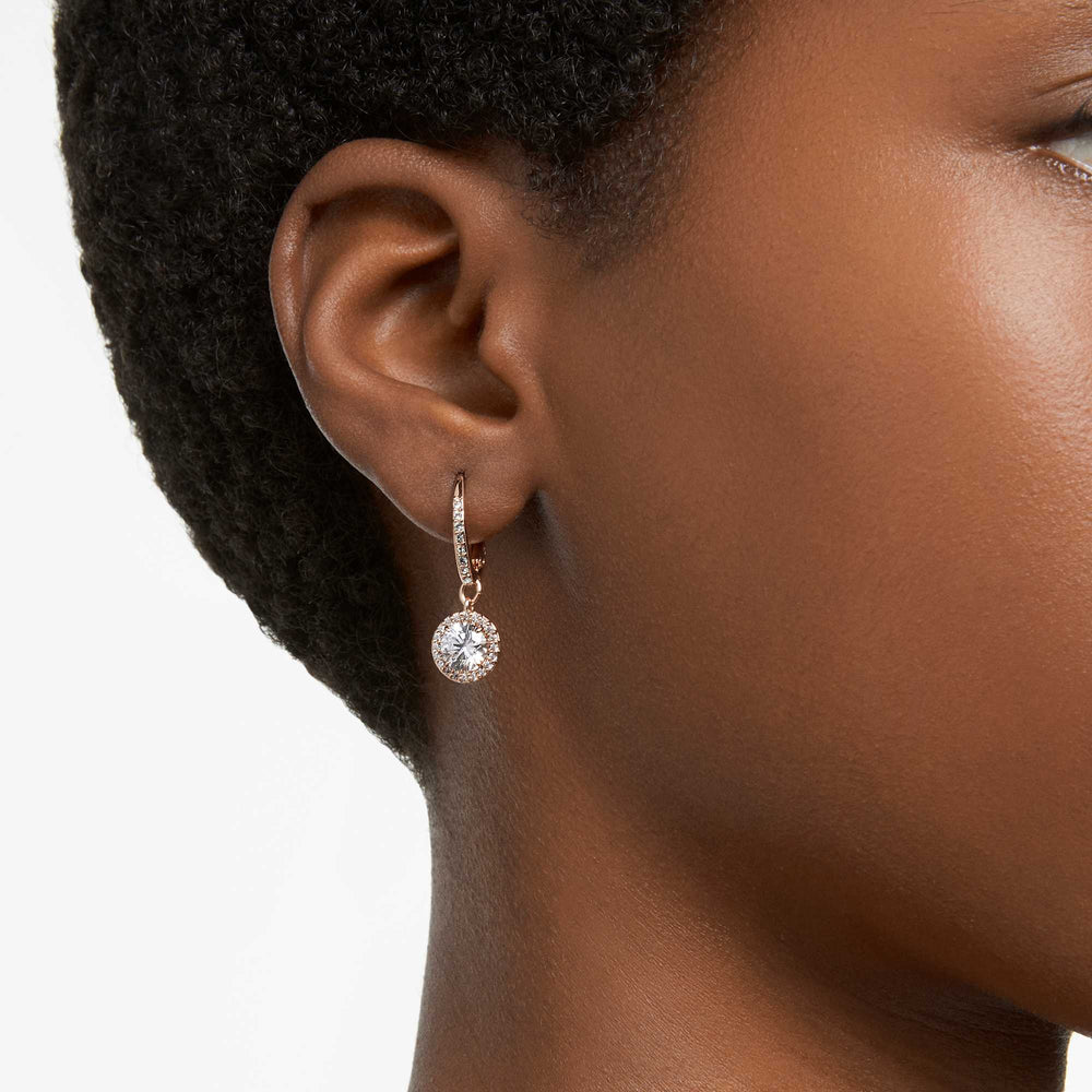 Niche Jewellery Swarovski Constella Halo Drop Earrings - White with Rose Gold Plating detail