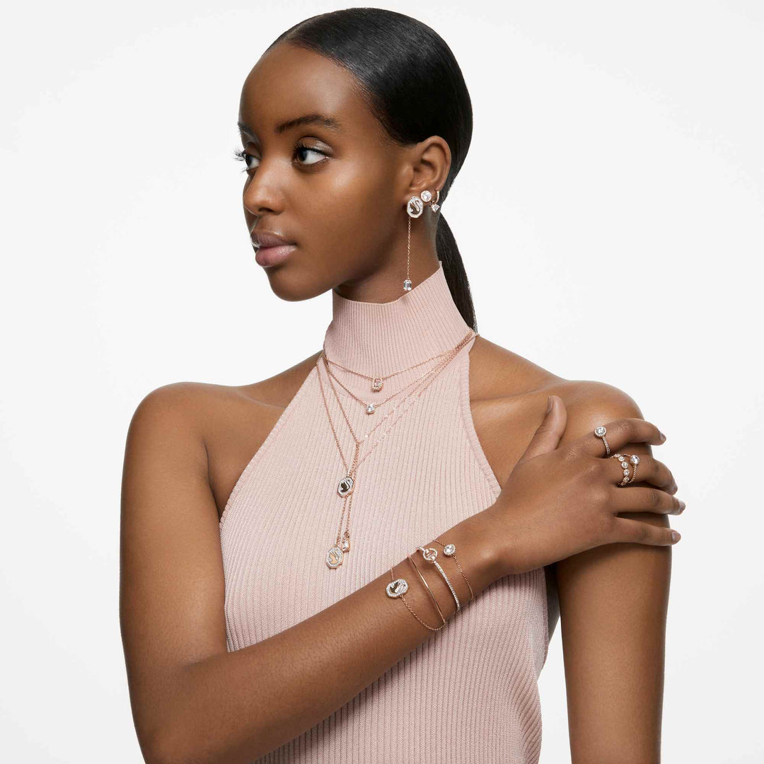 Niche Jewellery Swarovski Constella Halo Drop Earrings - White with Rose Gold Plating detail