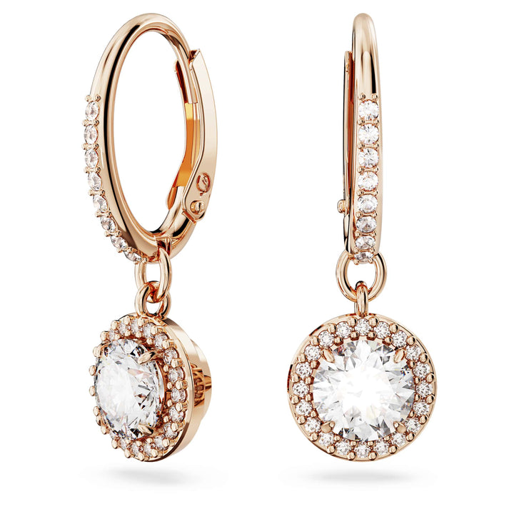 Niche Jewellery Swarovski Constella Halo Drop Earrings - White with Rose Gold Plating