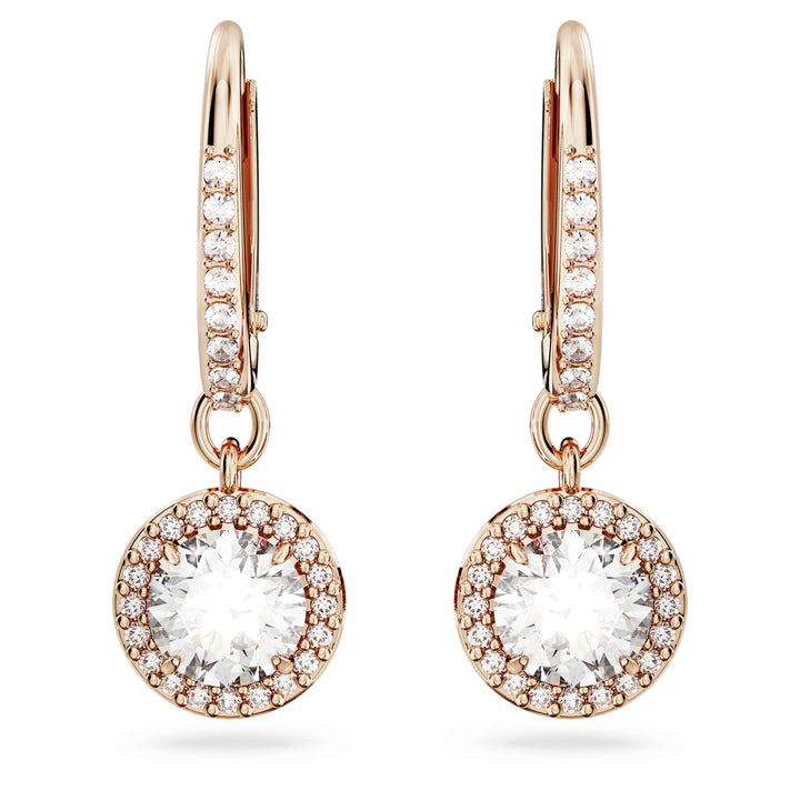 Niche Jewellery Swarovski Constella Halo Drop Earrings - White with Rose Gold Plating detail