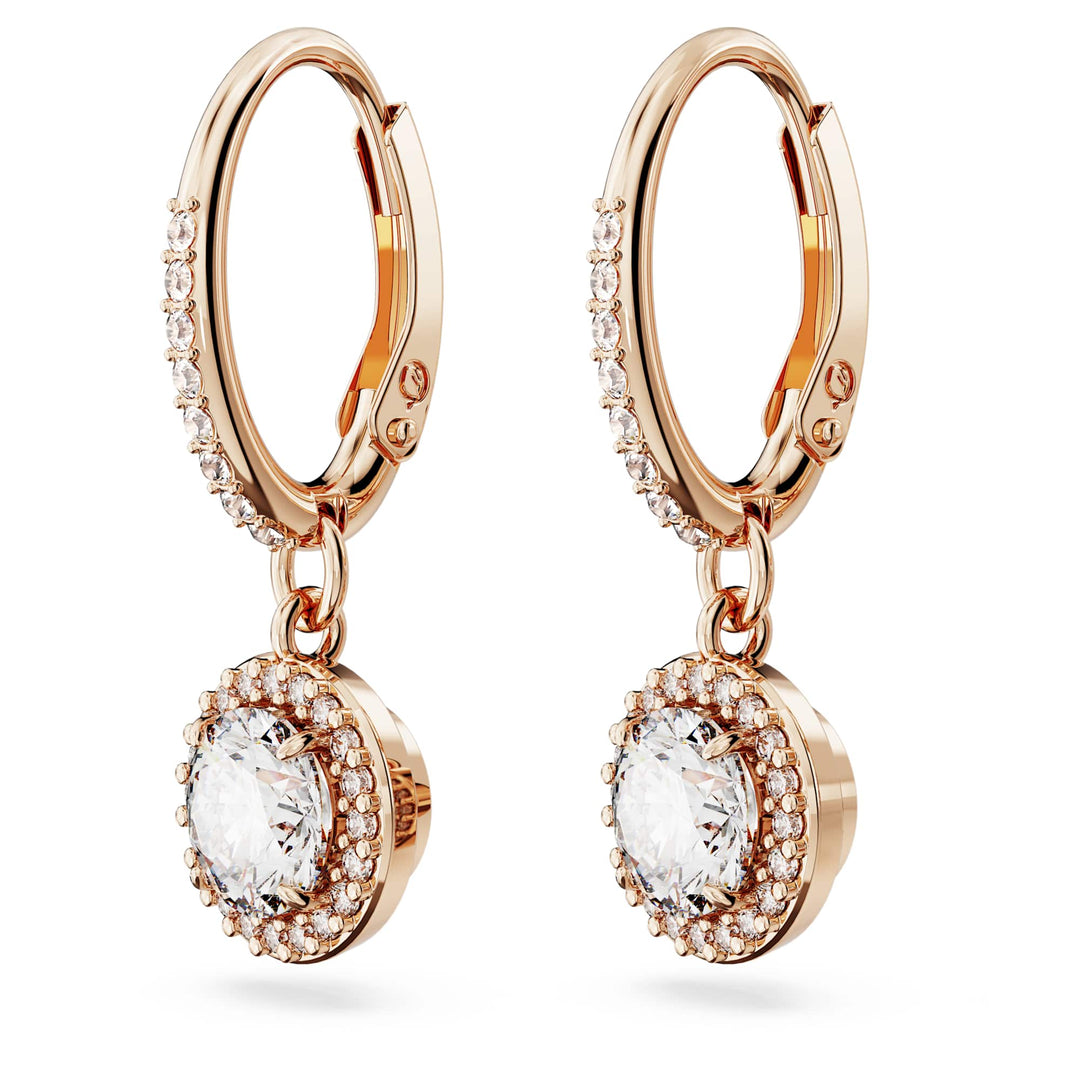 Niche Jewellery Swarovski Constella Halo Drop Earrings - White with Rose Gold Plating detail