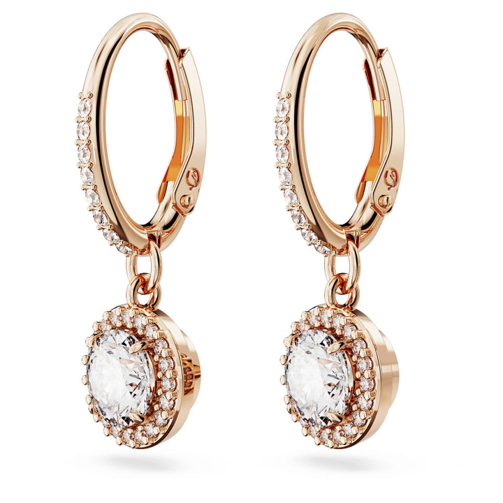 Niche Jewellery Swarovski Constella Halo Drop Earrings - White with Rose Gold Plating detail