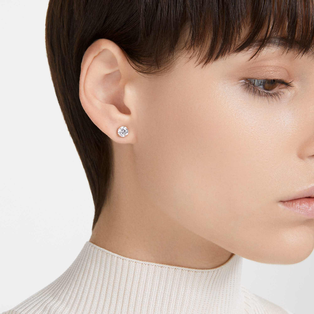 Niche Jewellery Swarovski Constella Stud Earrings - White with Rose Gold Plating detail