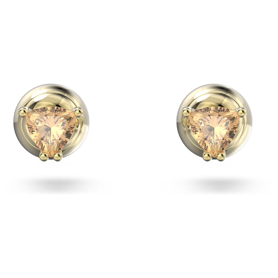 Niche Jewellery Swarovski Stilla Stud Earrings - Trilliant Cut Orange Gold Tone Plated