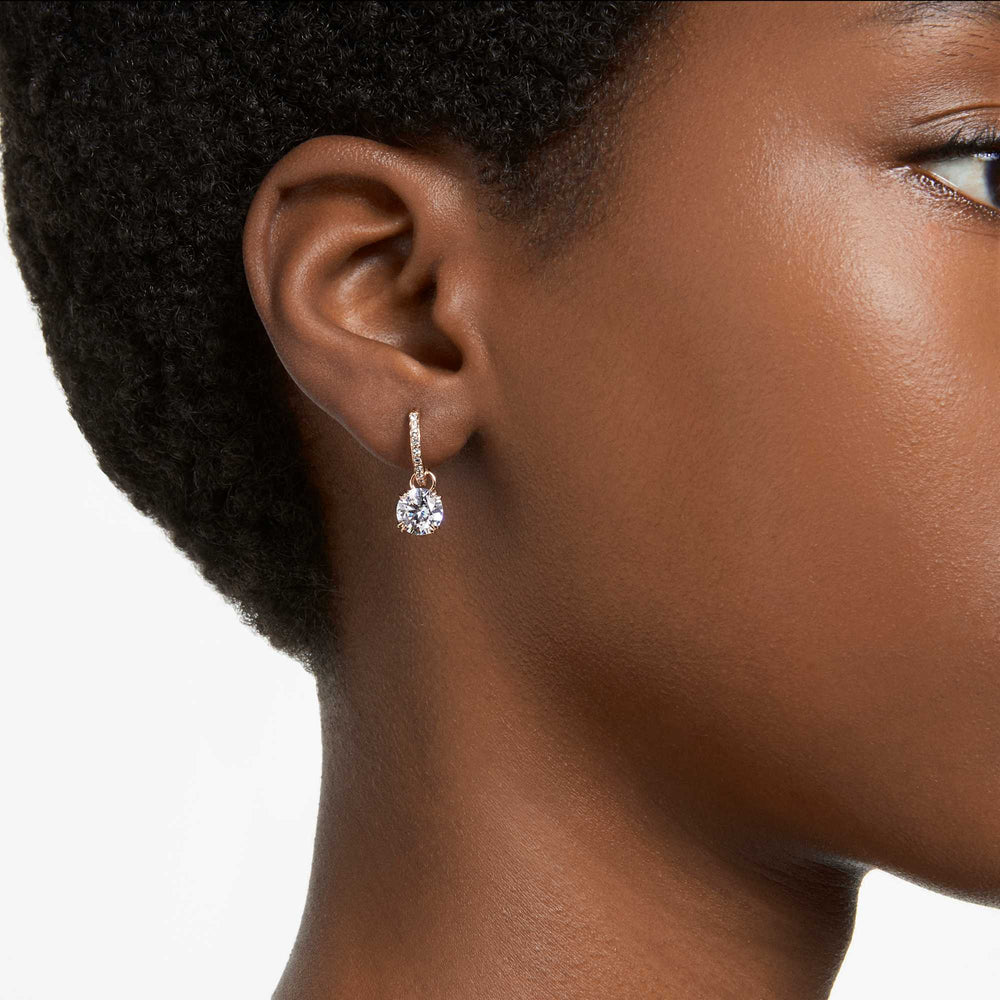 Niche Jewellery Swarovski Constella Drop Earrings - White with Rose Gold Plating detail