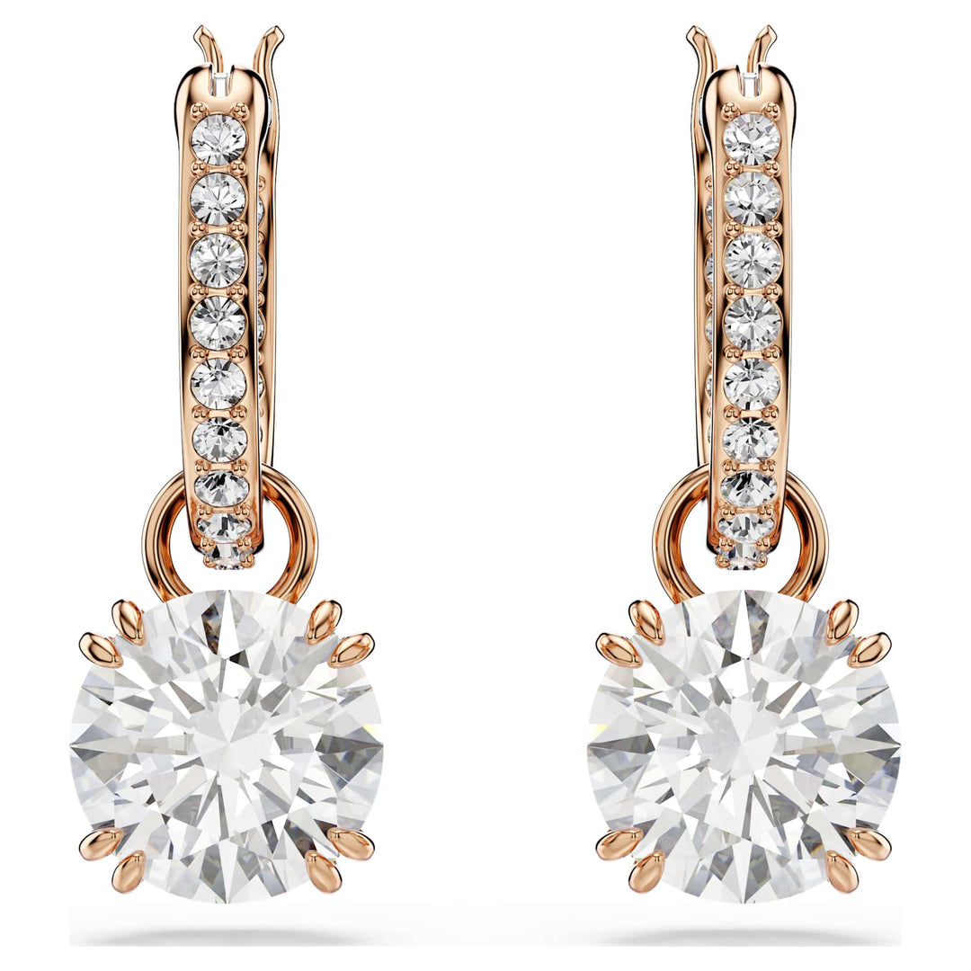 Niche Jewellery Swarovski Constella Drop Earrings - White with Rose Gold Plating detail