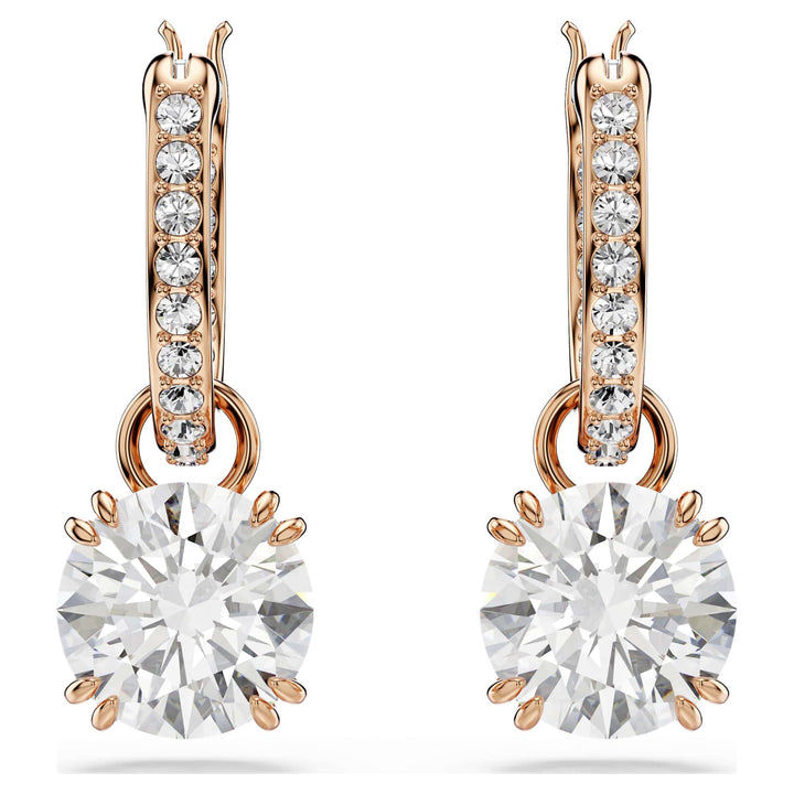 Niche Jewellery Swarovski Constella Drop Earrings - White with Rose Gold Plating detail