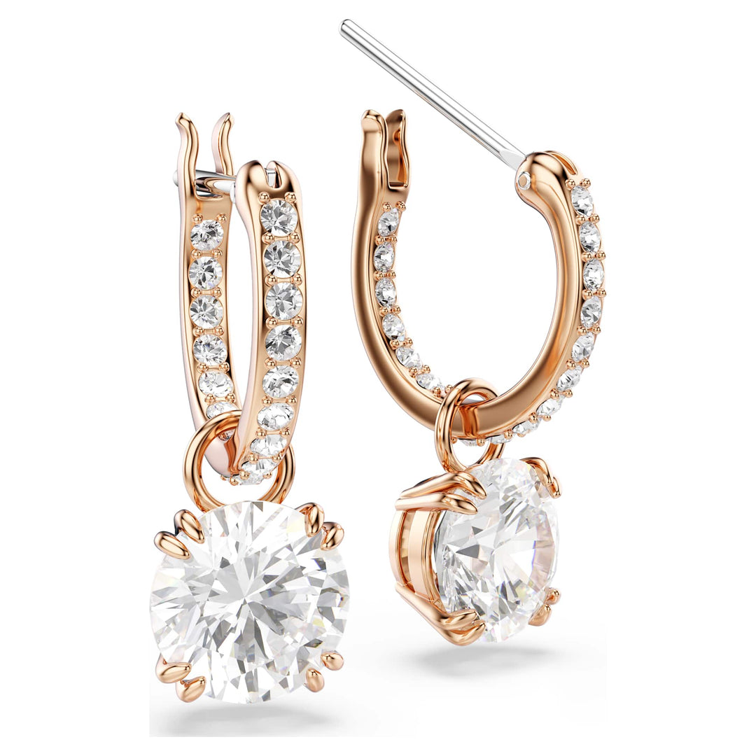 Niche Jewellery Swarovski Constella Drop Earrings - White with Rose Gold Plating detail