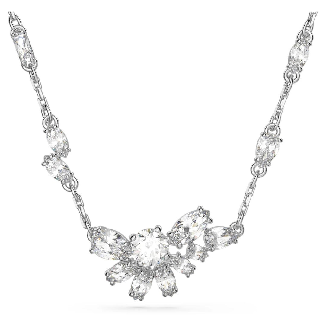 Swarovski Gema Flower Necklace - White with Rhodium Plating 5644683