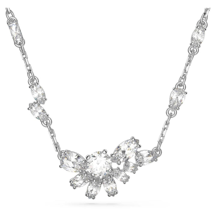 Swarovski Gema Flower Necklace - White with Rhodium Plating 5644683