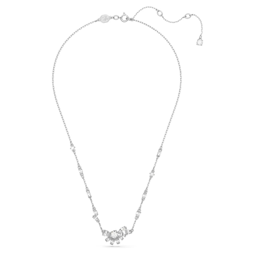 Swarovski Gema Flower Necklace - White with Rhodium Plating 5644683