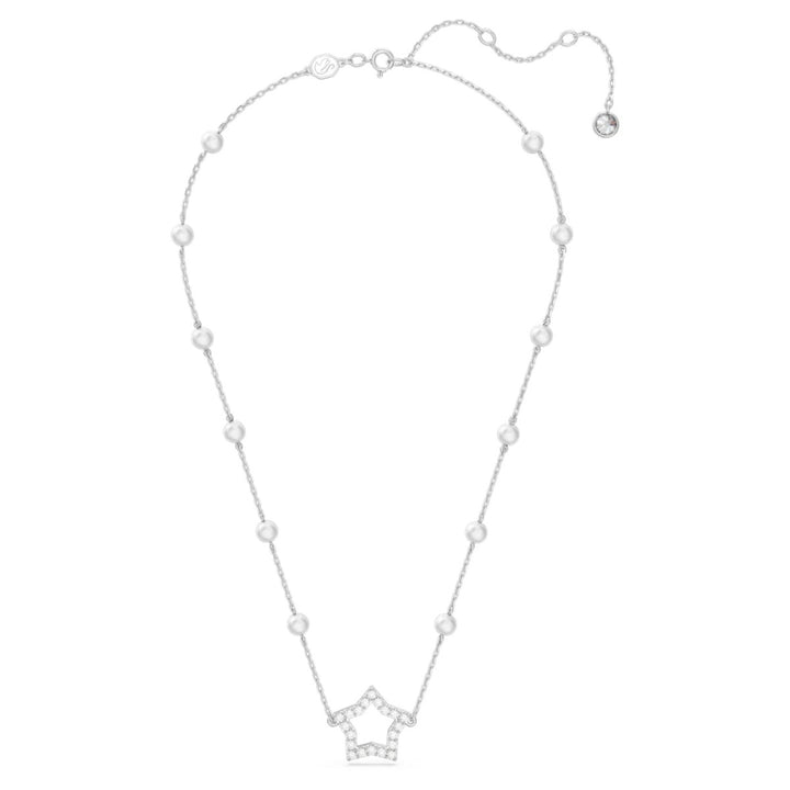 Swarovski Stella Necklace Crystal Pearl - White with Rhodium Plating 5645379