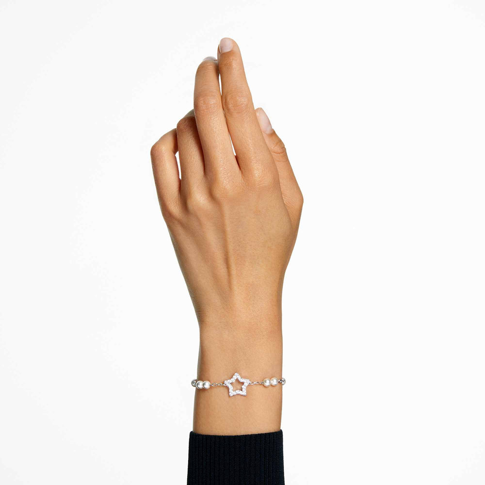 Niche Jewellery Swarovski Stella Crystal Pearls Bracelet - White Rhodium with Plating detail