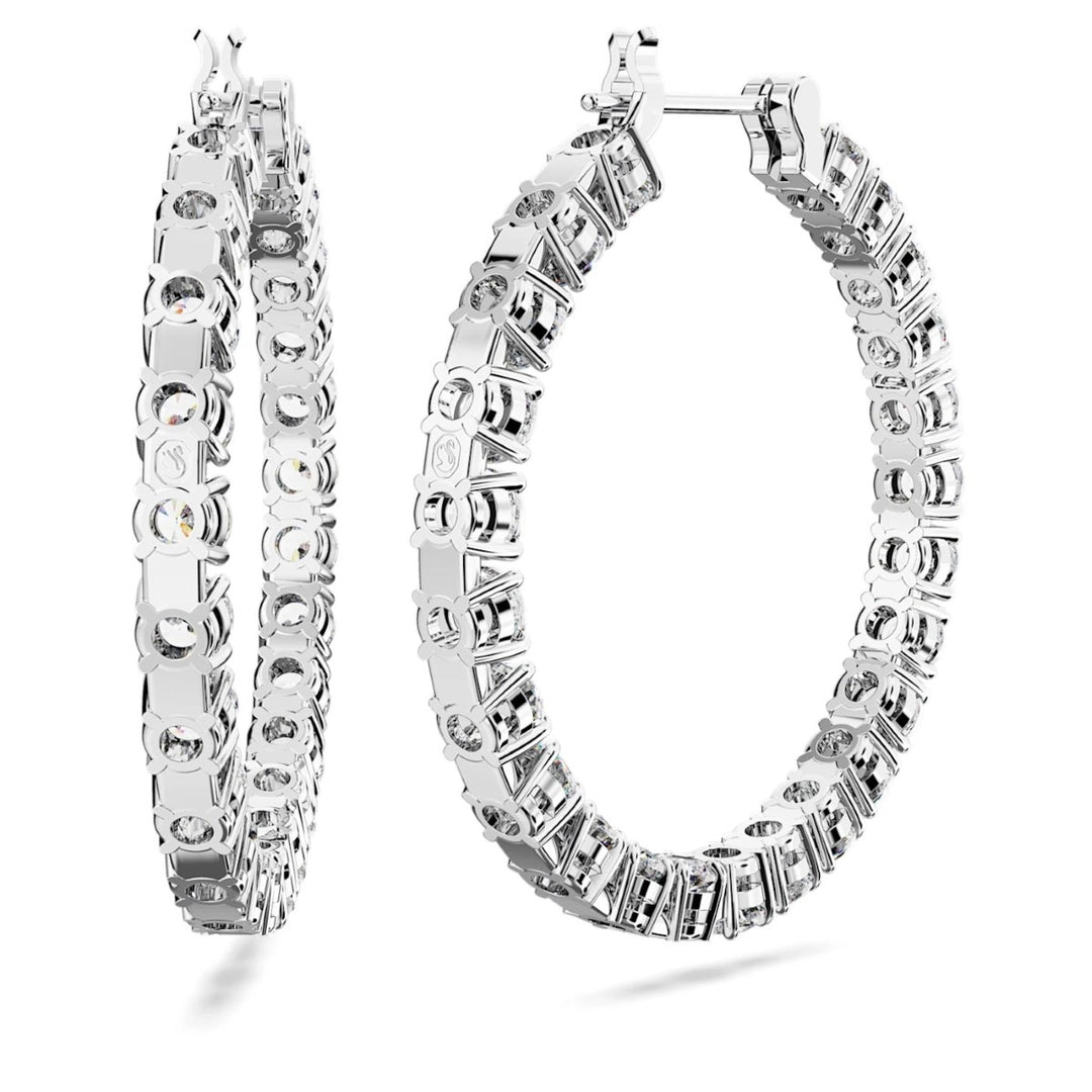 Swarovski Matrix Hoop Earrings - White with Rhodium Plating 5647715